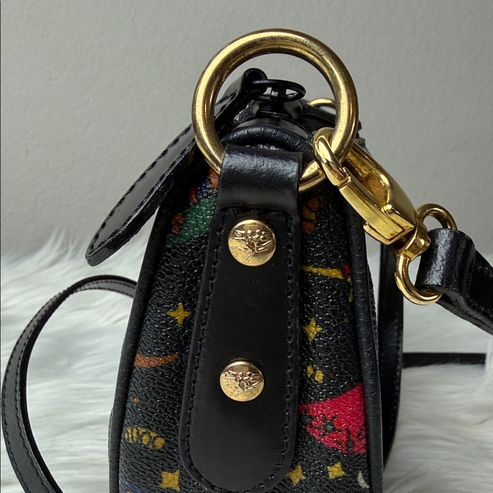 VTG Piero Guidi Black Crossbody Bag with Multicolor Print and Gold Hardware - Picture 8 of 8